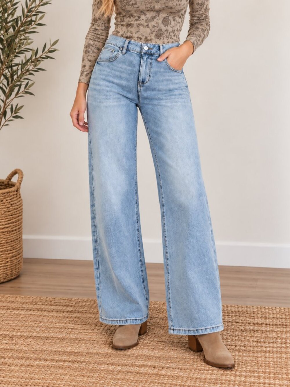 61. RISEN Light Denim Slouchy Barrel Jeans